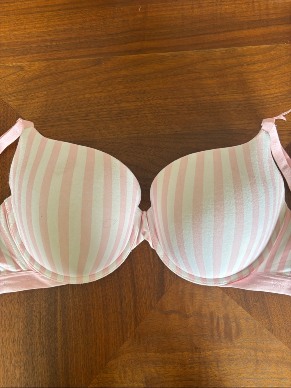 Victoria's Secret Pink and White Striped Lightly Padded T-Shirt Bra